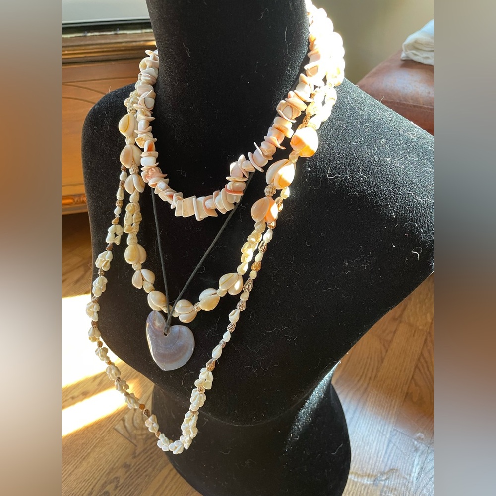 Elegant Shell Necklace Stack Jewelry Bundle Aloha Bracelet Earrings